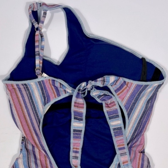 NEW BECCA Purple/Blue South Coast Printed Metallic Asymmetrical One-Piece Size M - Picture 8 of 11